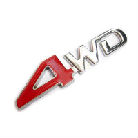 4WD Metal Badge in Red For Car or Truck 4x4